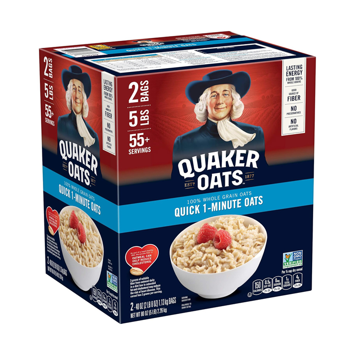Quaker Quick 1-Minute Oatmeal, Non GMO Project Verified, 2.5 Pound (Pack of 2)